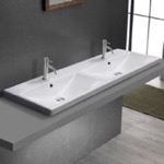 CeraStyle 032500-U/D Double Drop In Sink, Modern, White Ceramic